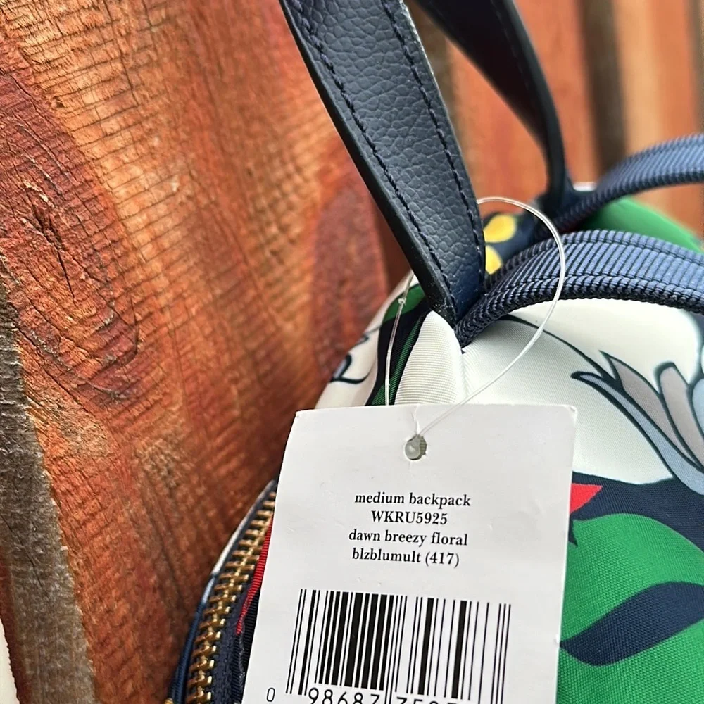 Kate Spade Red and Green Floral Backpack